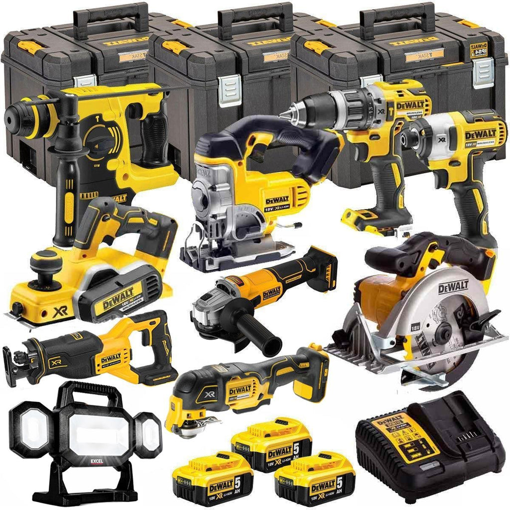 18V Cordless 10-Piece Power Tool Kit with 3 x 5.0Ah Batteries & Charger incl. 125mm Angle Grinder - view 1