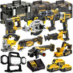 18V Cordless 10-Piece Power Tool Kit with 3 x 5.0Ah Batteries & Charger incl. 125mm Angle Grinder & LED Work Light - view 1