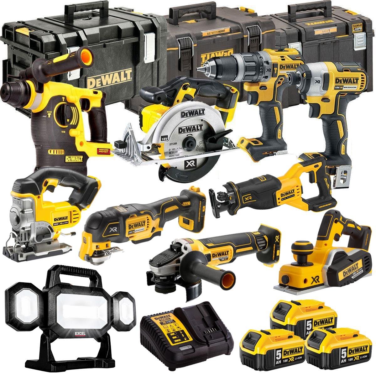 18V Cordless 10-Piece Power Tool Kit with 3 x 5.0Ah Batteries & Charger incl. Angle Grinder - view 1