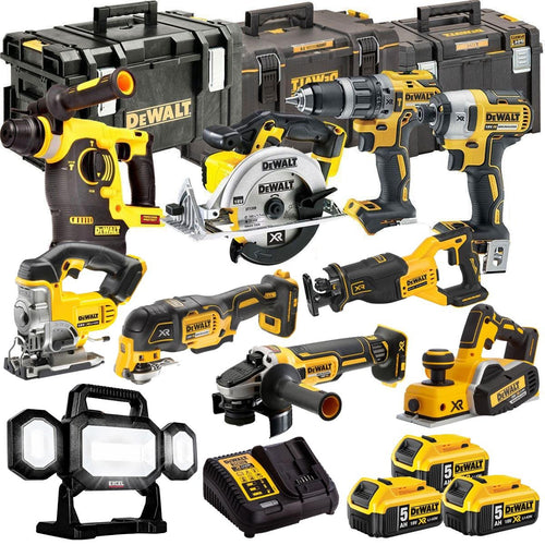 18V Cordless 10-Piece Power Tool Kit with 3 x 5.0Ah Batteries & Charger incl. Angle Grinder - view 1