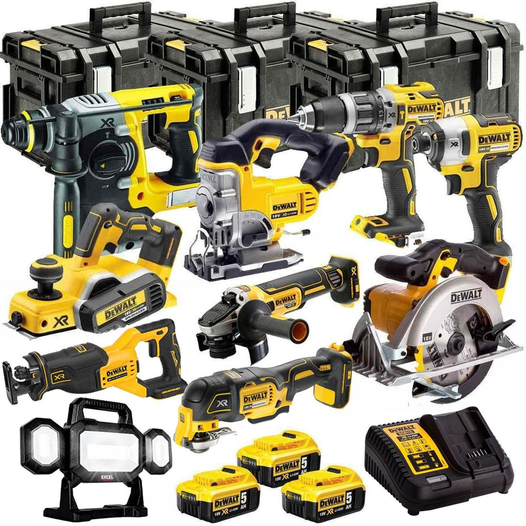 18V Cordless 10-Piece Power Tool Kit with 3 x 5.0Ah Batteries & Charger incl. Handheld LED Light - view 1