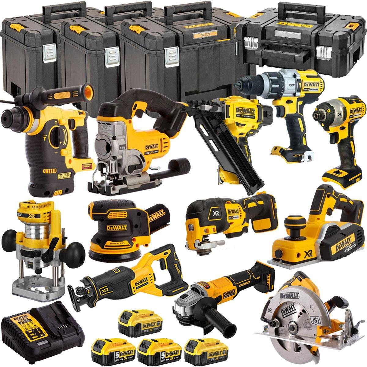 18V Cordless 12-Piece Power Tool Kit with 4 x Batteries & Charger incl. First Fix Framing Nailer - view 1
