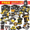 18V Cordless 13-Piece Power Tool Kit with 3 x 5.0Ah Batteries & Charger, Accessory Set incl. 240V LED Work Light - view 1