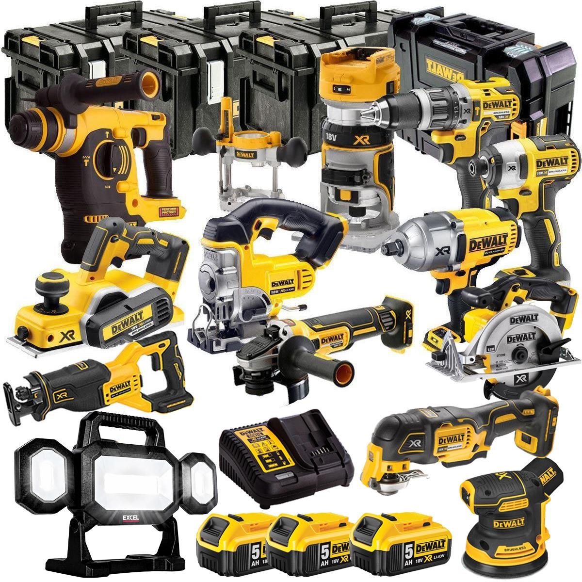 18V Cordless 13-Piece Power Tool Kit with 3 x 5.0Ah Batteries & Charger incl. Grinder - view 1