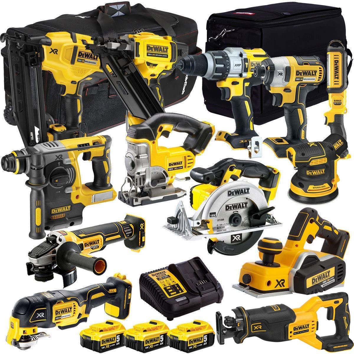 18V Cordless 13-Piece Power Tool Kit with 3 x 5.0Ah Batteries & Charger incl. Orbital Sander - view 1