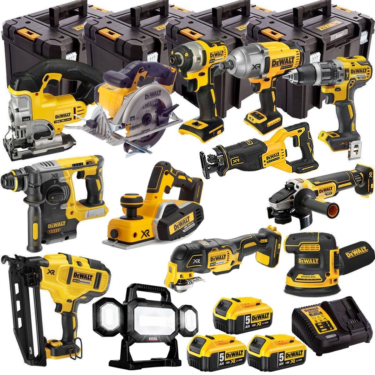 18V Cordless 13-Piece Power Tool Kit with 3 x 5.0Ah Batteries & Charger incl. Oscillating Multi-Tool - view 1