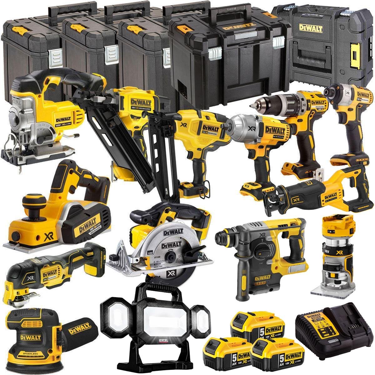 18V Cordless 14-Piece Power Tool Kit with 3 x 5.0Ah Batteries & Charger incl. Framing Nailer - view 1