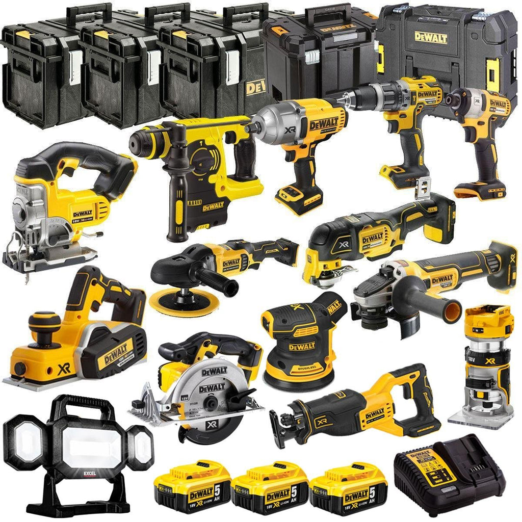 18V Cordless 14-Piece Power Tool Kit with 3 x 5.0Ah Batteries & Charger incl. Rotary Polisher - view 1