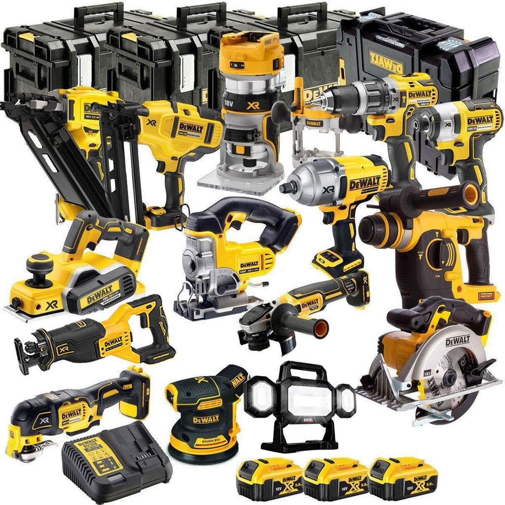 18V Cordless 15-Piece Power Tool Kit with 3 x 5.0Ah Batteries & Charger incl. Grinder - view 1