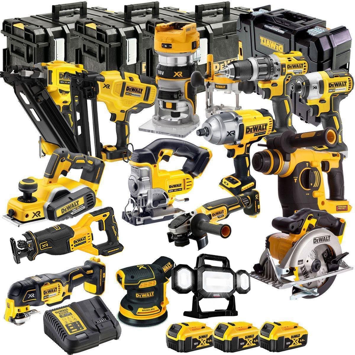 18V Cordless 15-Piece Power Tool Kit with 3 x 5.0Ah Batteries & Charger incl. Grinder - view 1