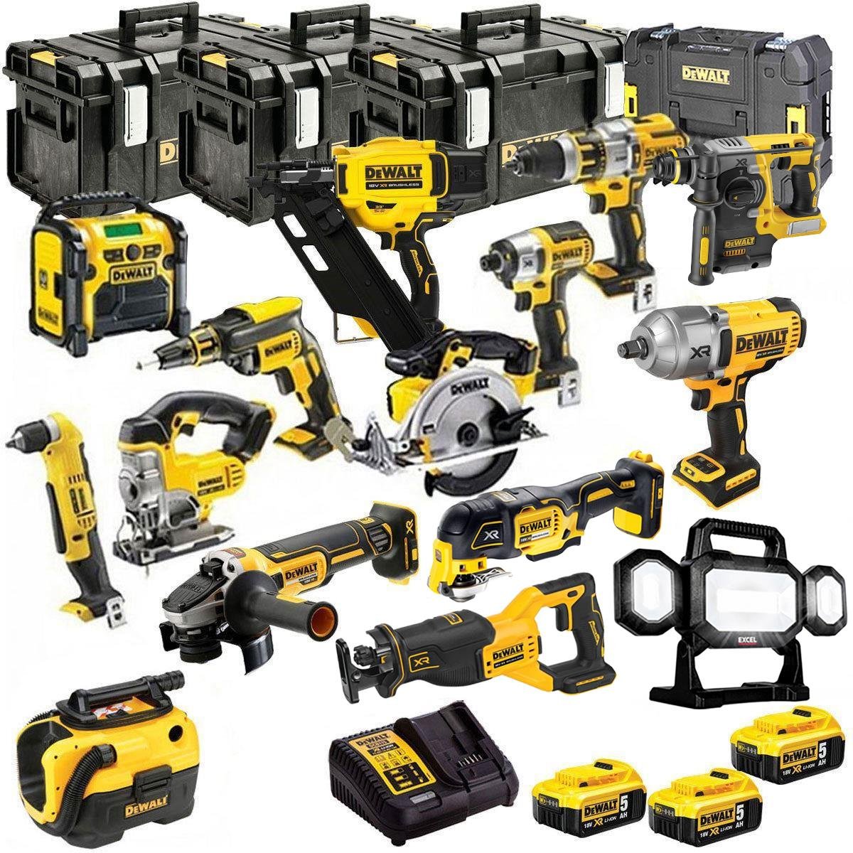 18V Cordless 15-Piece Power Tool Kit with 3 x 5.0Ah Batteries & Charger incl. SDS Hammer Drill - view 1
