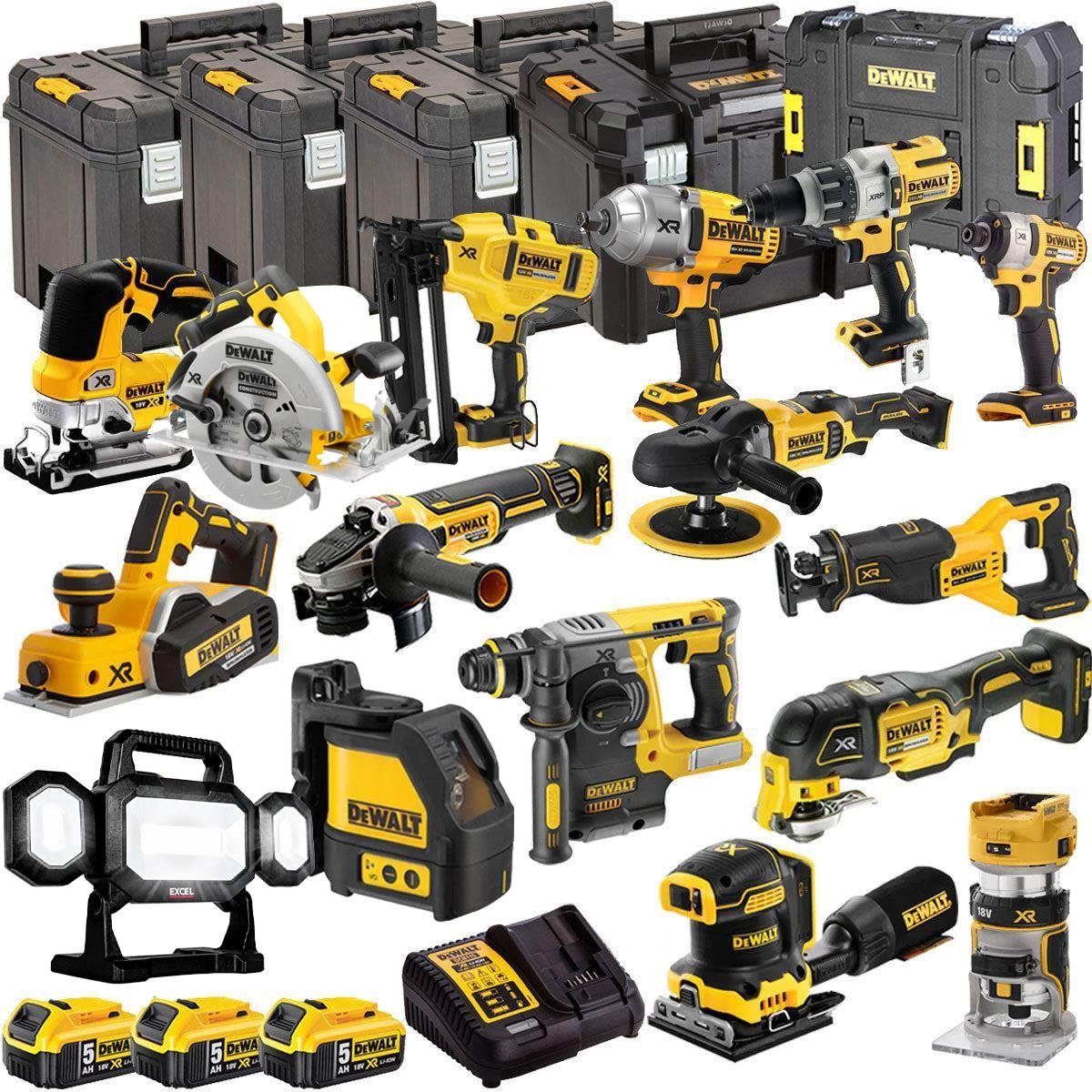 18V Cordless 16-Piece Power Tool Kit with 3 x 5.0Ah Batteries & Charger - view 1
