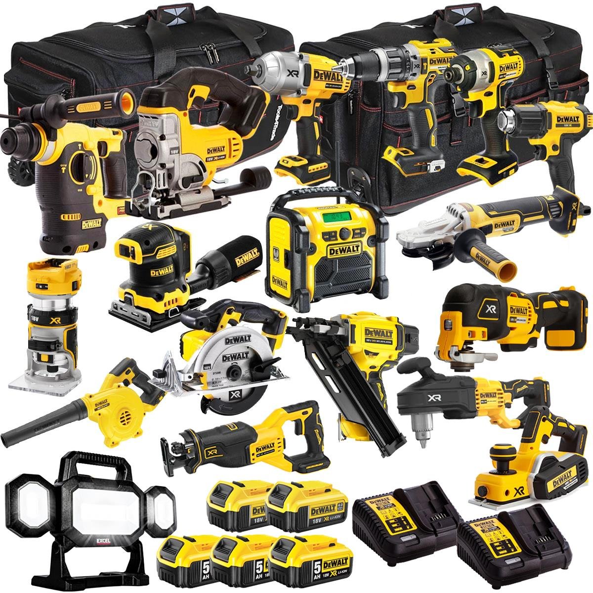 18V Cordless 18-Piece Power Tool Kit with 5 x Batteries & Charger incl. Palm Sander - view 1