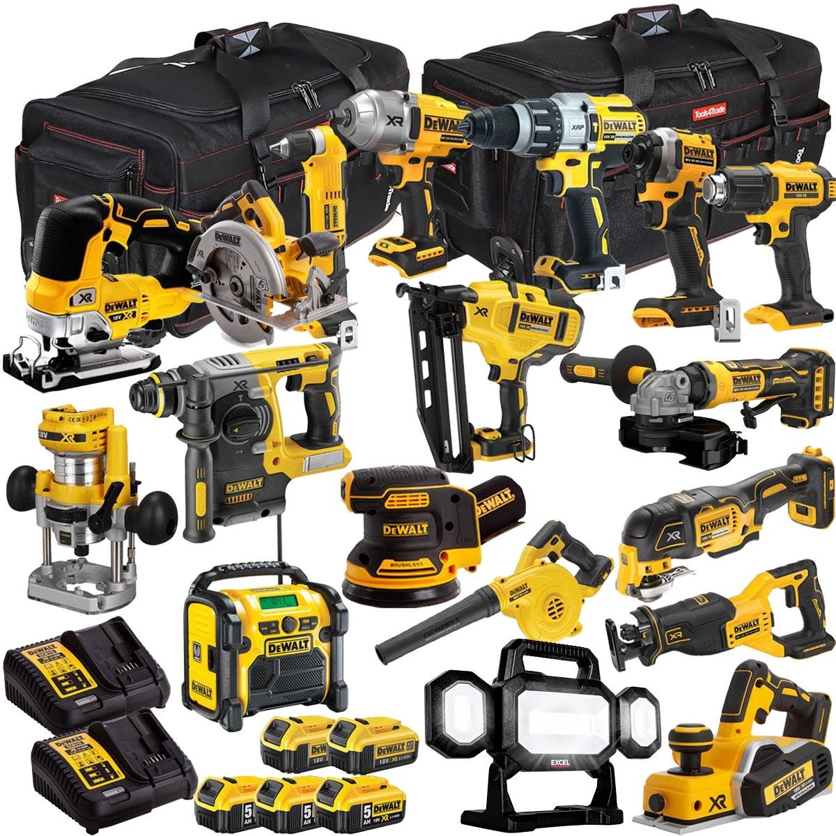 18V Cordless 18-Piece Power Tool Kit with 5 x Batteries & Charger incl. Random Orbital Sander - view 1