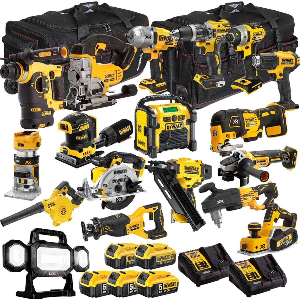 18V Cordless 18-Piece Power Tool Kit with 5 x Batteries & Charger (Set D) - view 1