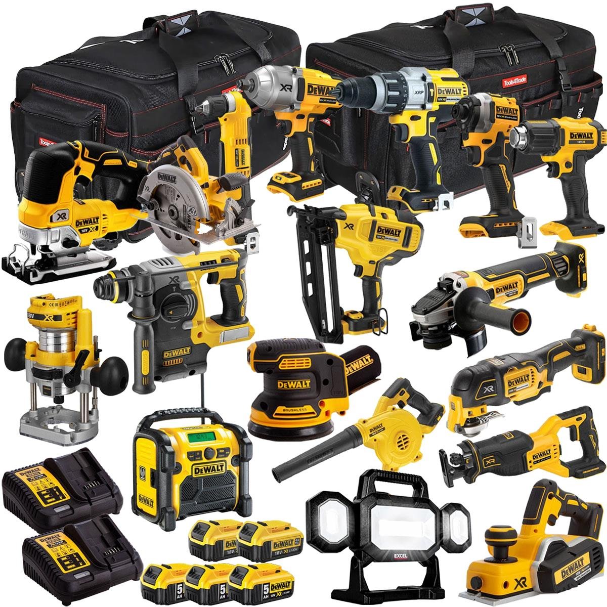 18V Cordless 18-Piece Power Tool Kit with 5 x Batteries & Charger (Set G) - view 1