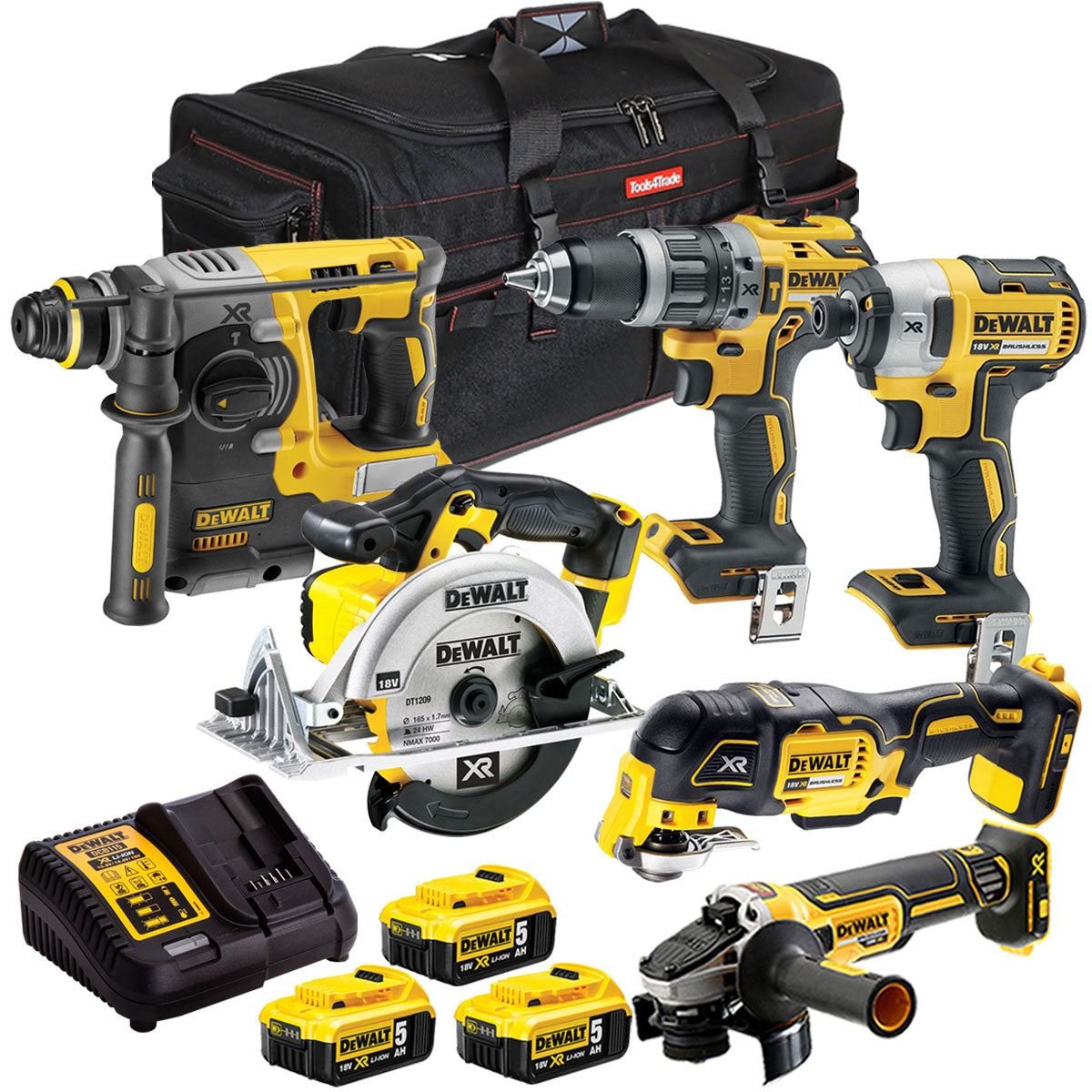 18V Cordless 6-Piece Power Tool Kit with 3 x 5.0Ah Batteries & Charger - view 1