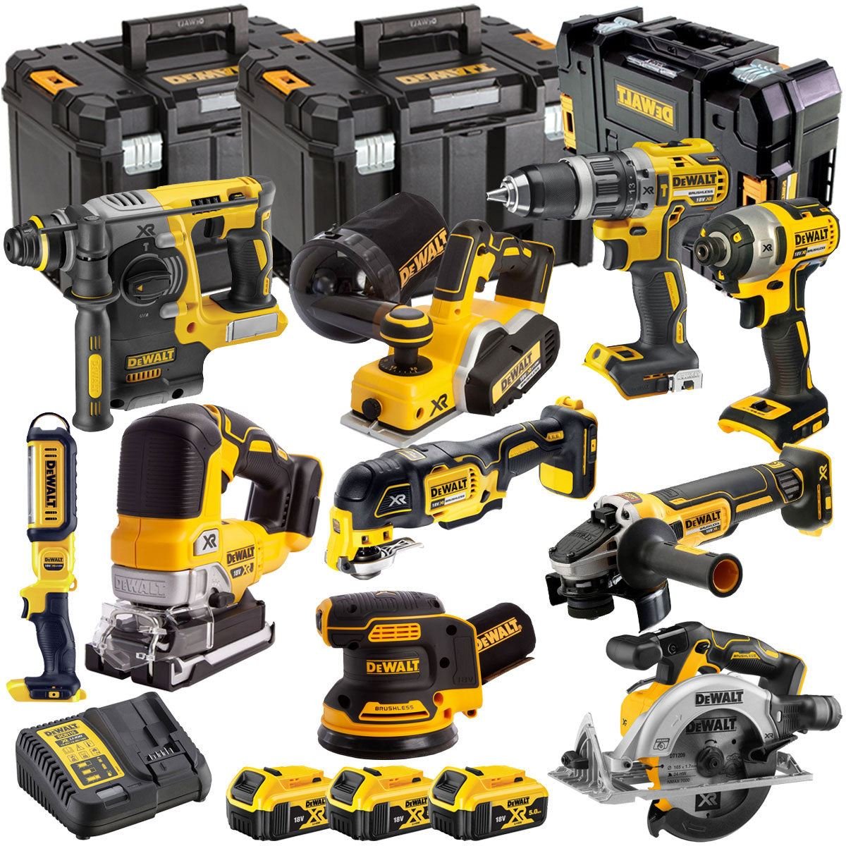 18V Cordless Brushless 10-Piece Power Tool Kit with 3 x 5.0Ah Batteries & Charger - view 1
