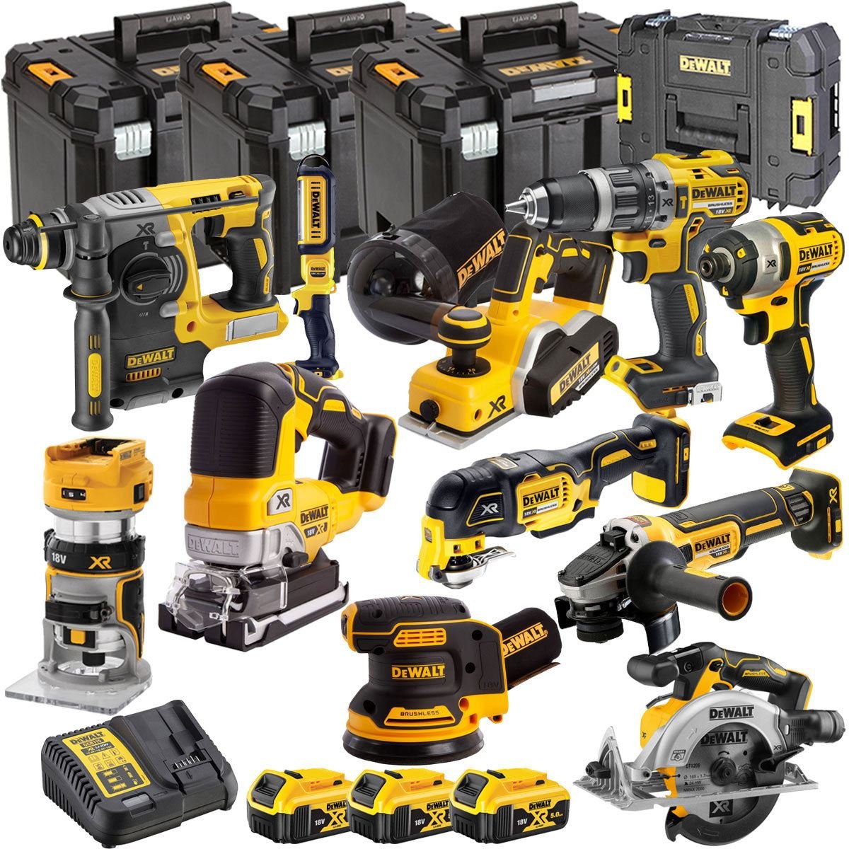 18V Cordless Brushless 11-Piece Power Tool Kit with 3 x 5.0Ah Batteries & Charger - view 1