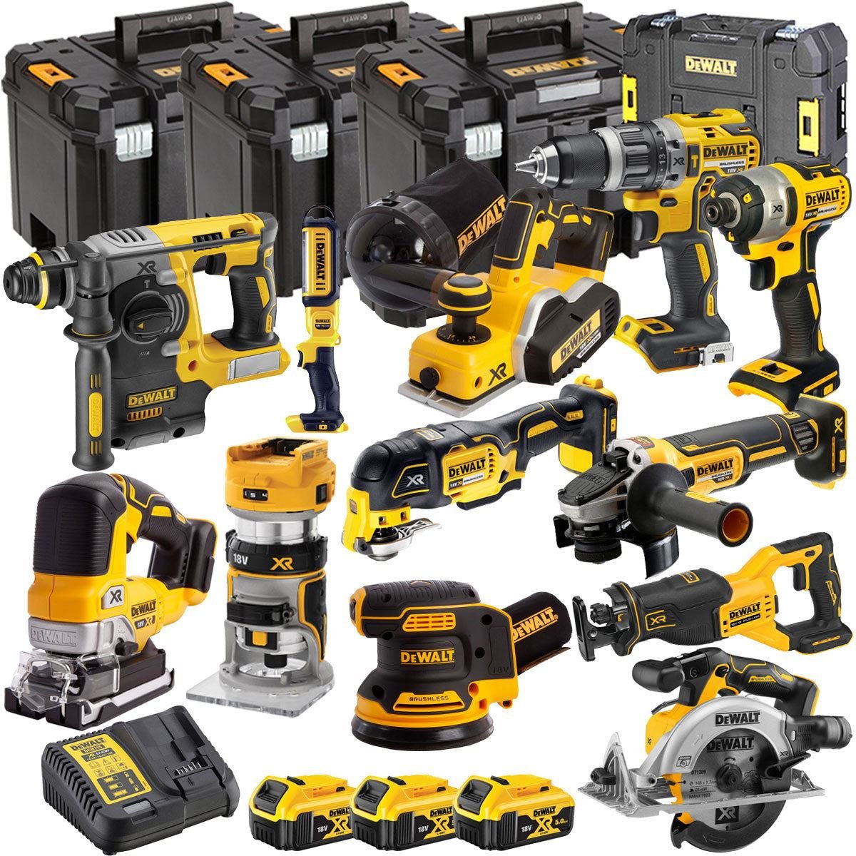 18V Cordless Brushless 12-Piece Power Tool Kit with 3 x 5.0Ah Batteries & Charger - view 1