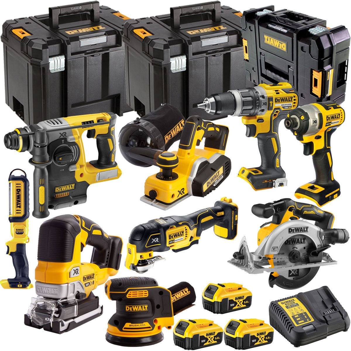 18V Cordless Brushless 9-Piece Power Tool Kit with 3 x 5.0Ah Batteries & Charger - view 1
