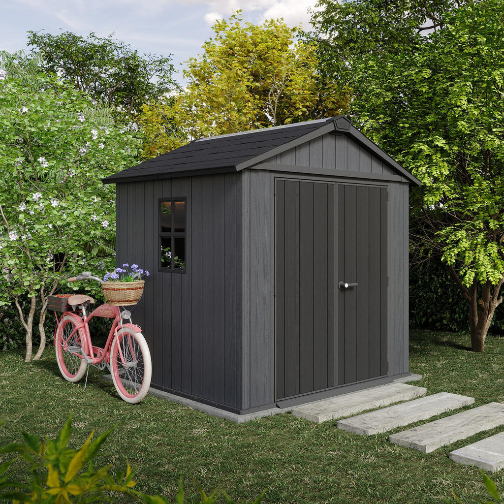 Keter Newton Plus Apex Plastic Shed 7.5 × 7 ft Grey