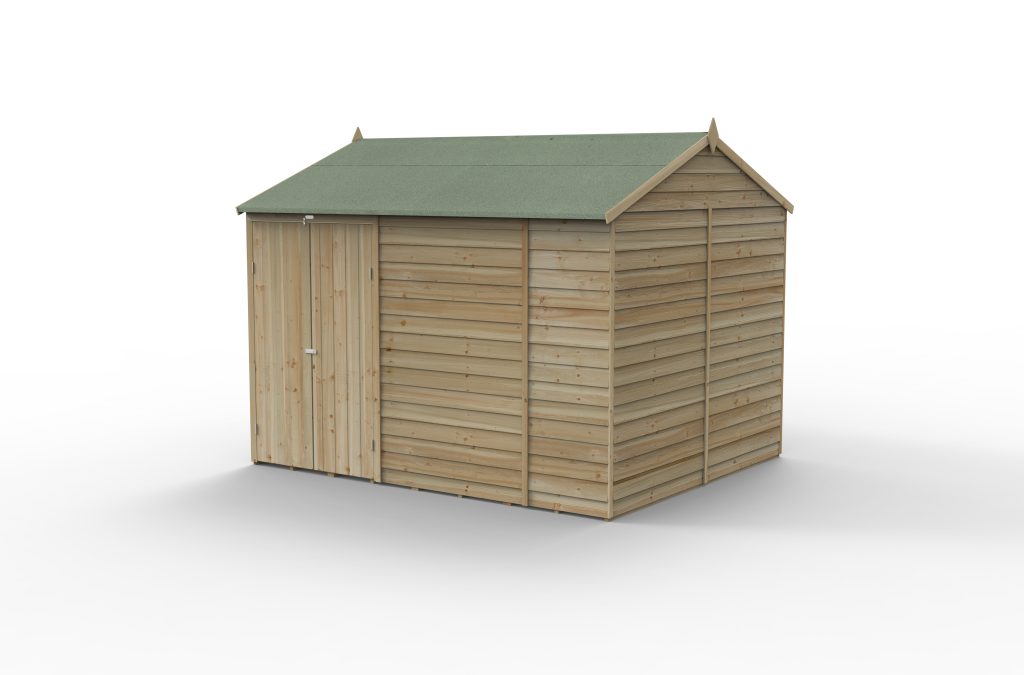 Forest 4Life Overlap Windowless Double-Door Reverse Apex Shed 10 × 8 ft
