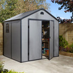 Rowlinson Airevale Apex Plastic Shed 8'x6' - Light Grey