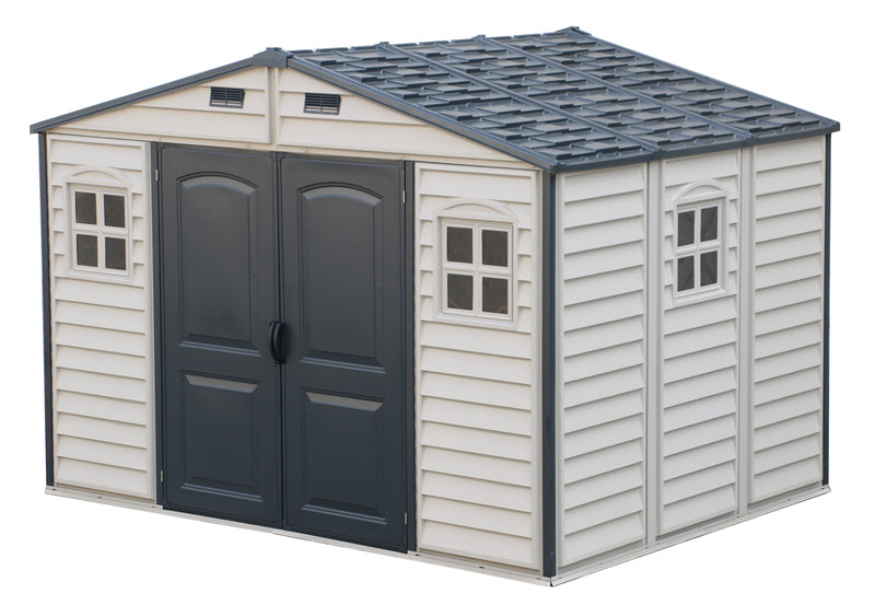 Duramax WoodSide Adobe Plus 10.5'x8' Shed with Foundation Kit and Window