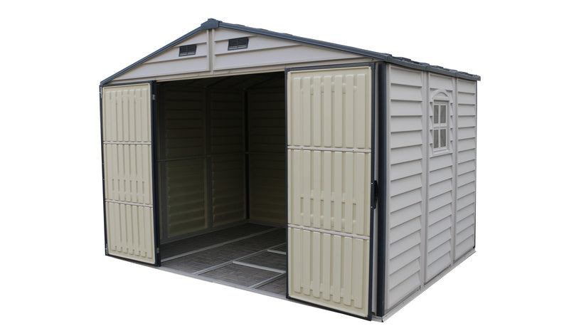 Duramax WoodSide Adobe Plus 10.5'x8' Shed with Foundation Kit and Window