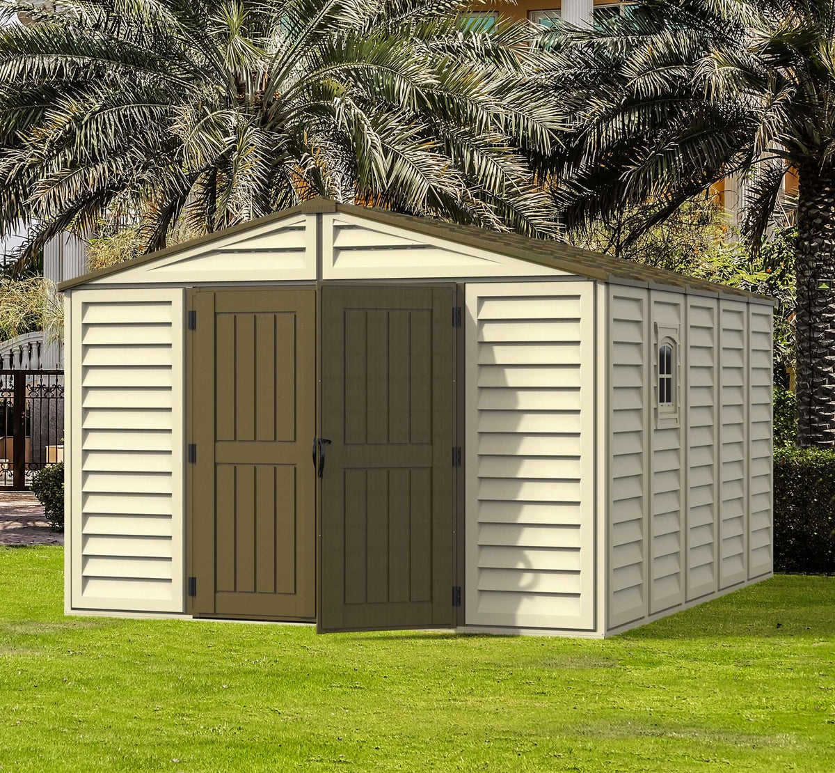 Duramax 10.5 x 13 ft Woodbridge Vinyl Plus Shed with Foundation 40234