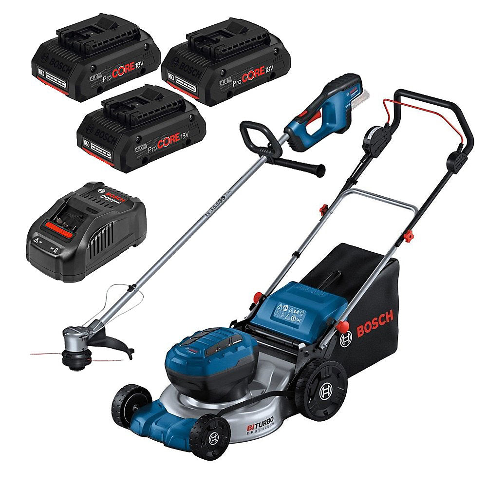 Bosch GRA 18V2-46 Cordless Lawn Mower + Bosch Brushless Strimmer + 4AH Kit - view 1