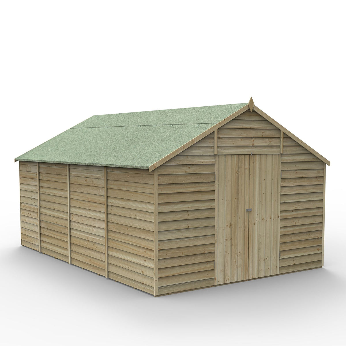 Forest 4Life Overlap Pressure Treated Windowless Double-Door Apex Shed 15 × 10 ft