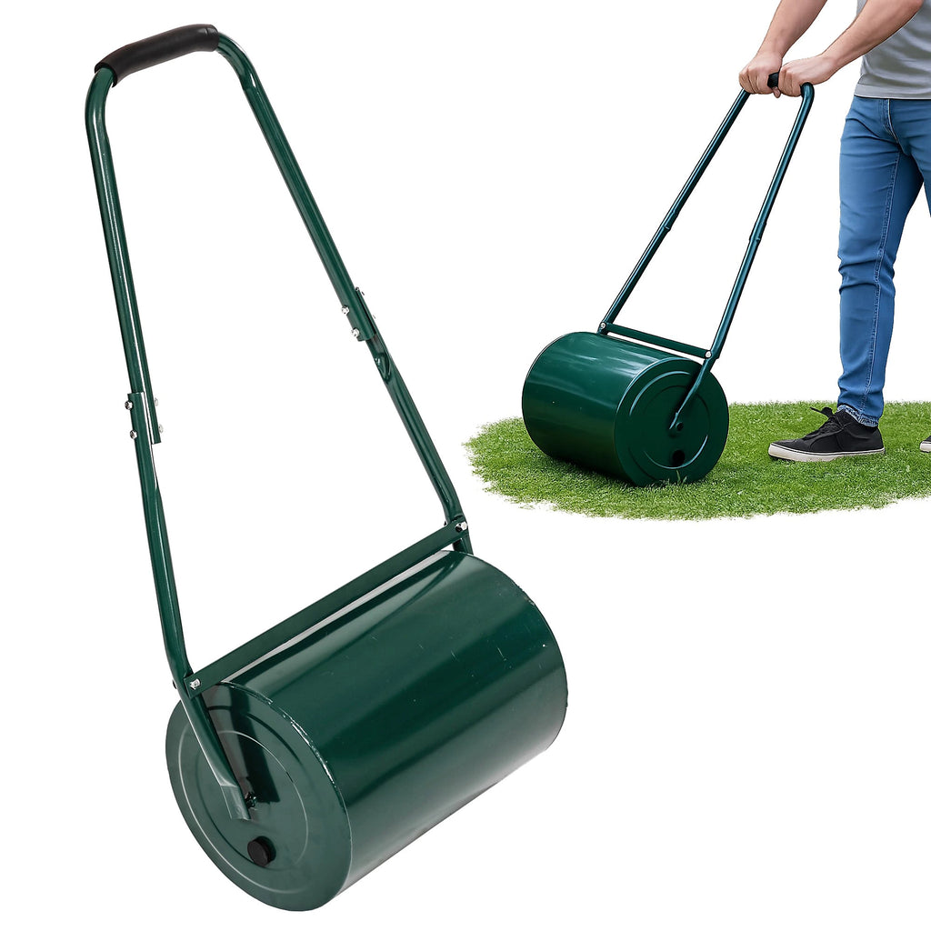 Oypla Galvanised Garden Steel Lawn Roller 30 Litre Drum Scraper Bar & Collapsible Handle Create a Lawn Worthy of a Bowls Green - view 2