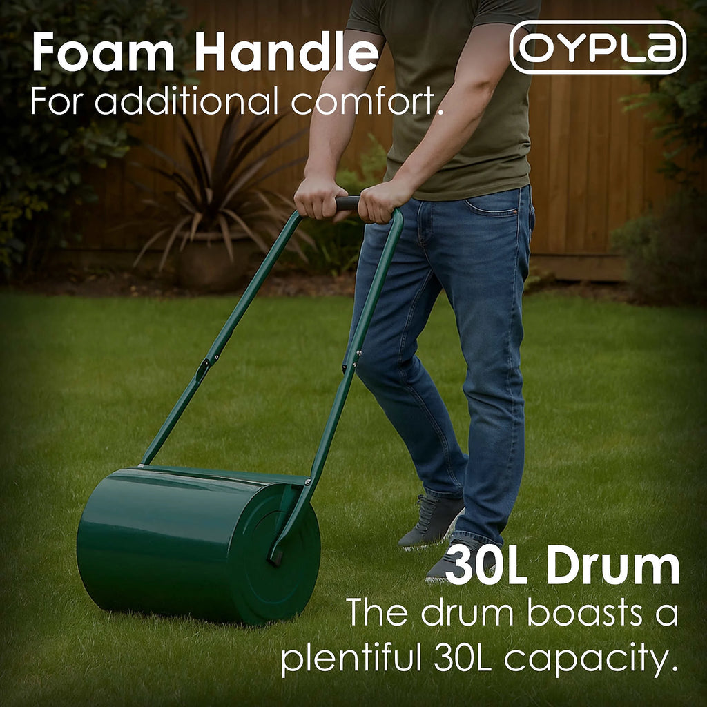 Oypla Galvanised Garden Steel Lawn Roller 30 Litre Drum Scraper Bar & Collapsible Handle Create a Lawn Worthy of a Bowls Green - view 7