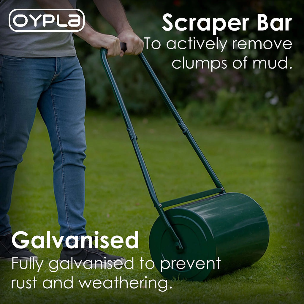 Oypla Galvanised Garden Steel Lawn Roller 30 Litre Drum Scraper Bar & Collapsible Handle Create a Lawn Worthy of a Bowls Green - view 9
