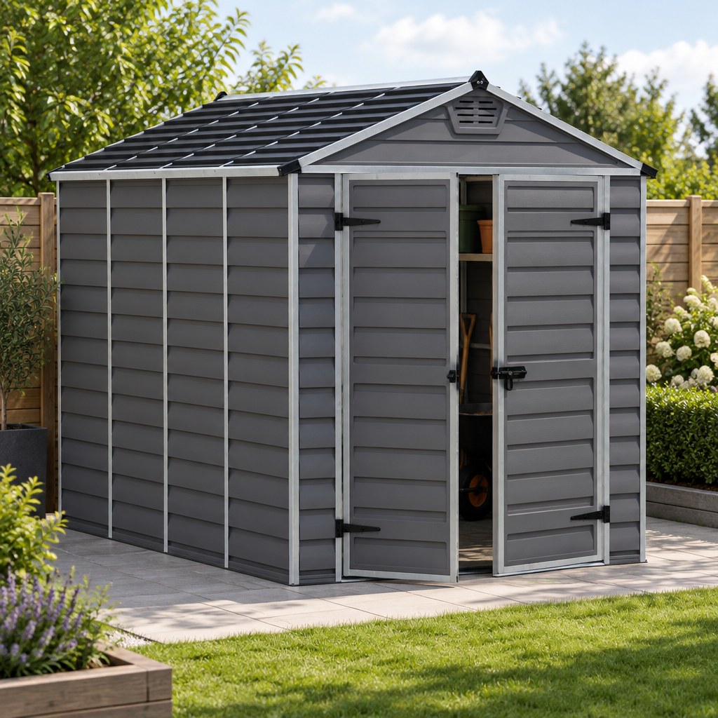 Palram–Canopia Skylight Dark Grey Plastic Shed 6 × 10 ft