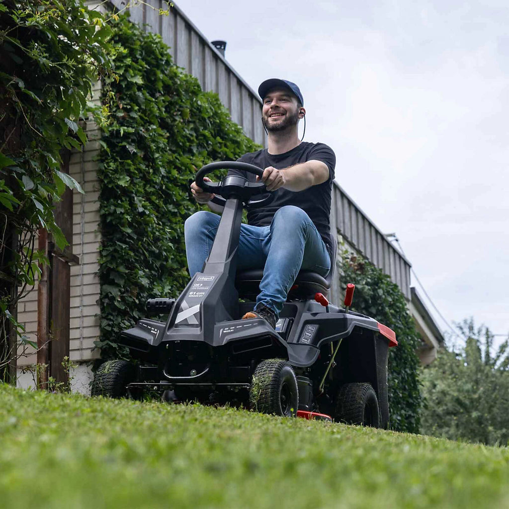 Scheppach MR230-61 Petrol Ride-On Lawn Mower, 61cm Cutting Width, 224cc Engine, 150L Collector - view 2