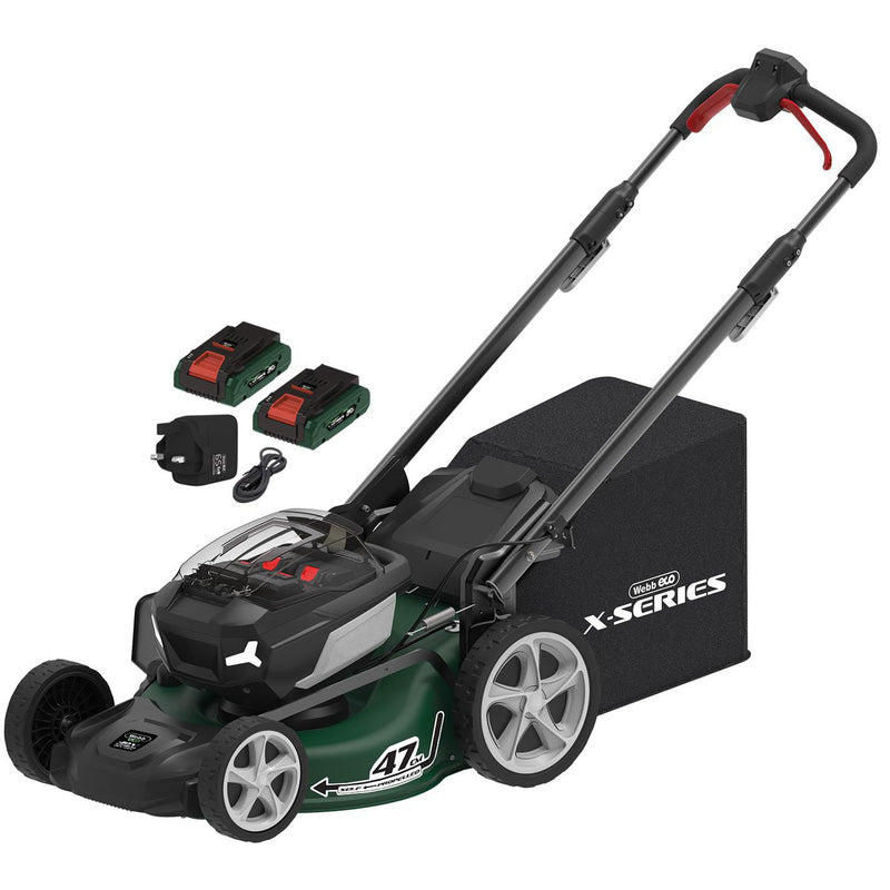 Webb 40V (2 x 20V) 53cm Cordless Brushless Self Propelled Lawnmower 2 x 4.0Ah Batteries & Charger - view 1